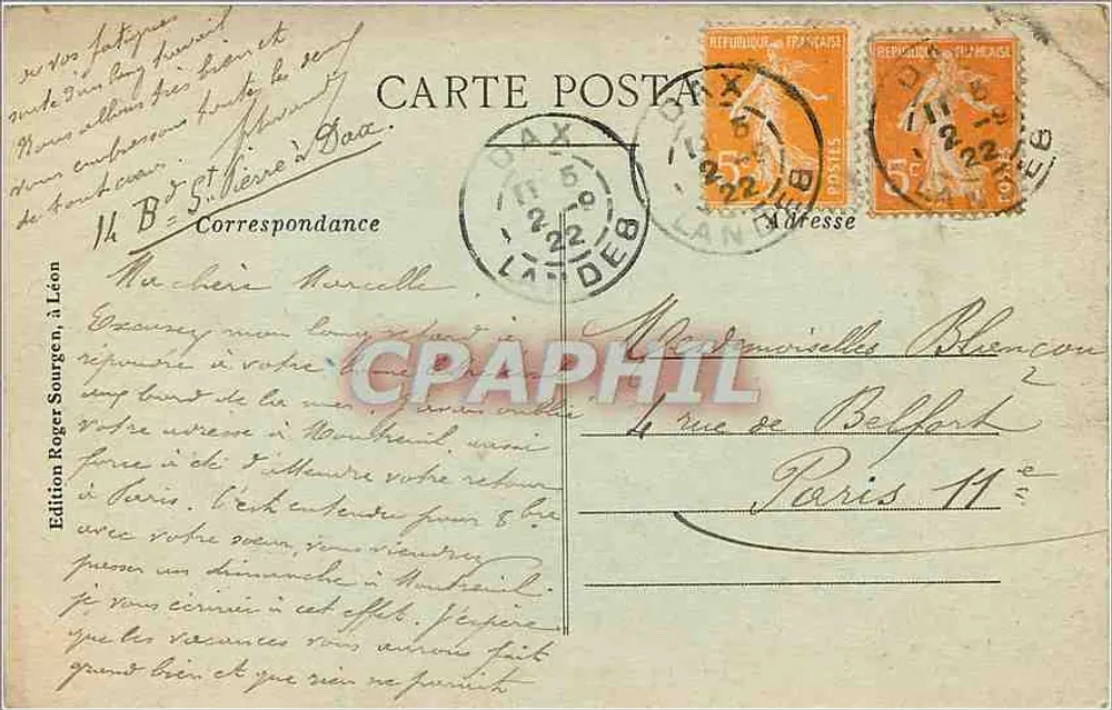 DAX — Promenade dei Remparts — Edizione R.S. Léon - Verso