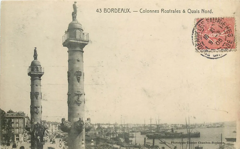 Bordeaux — Colonnes Rostrales & Quais Nord — Phototypie Charles Chambon-Bordeaux - Recto
