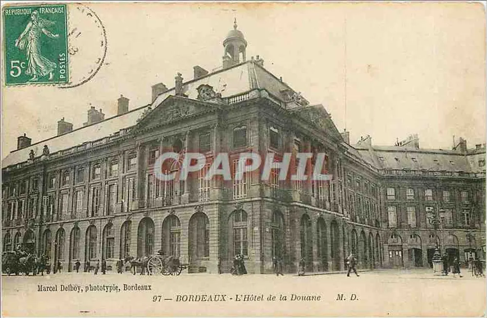 Bordeaux — O Hotel da Alfândega — Marcel Delbôy, fototipia, Bordeaux, n°97 - Frente