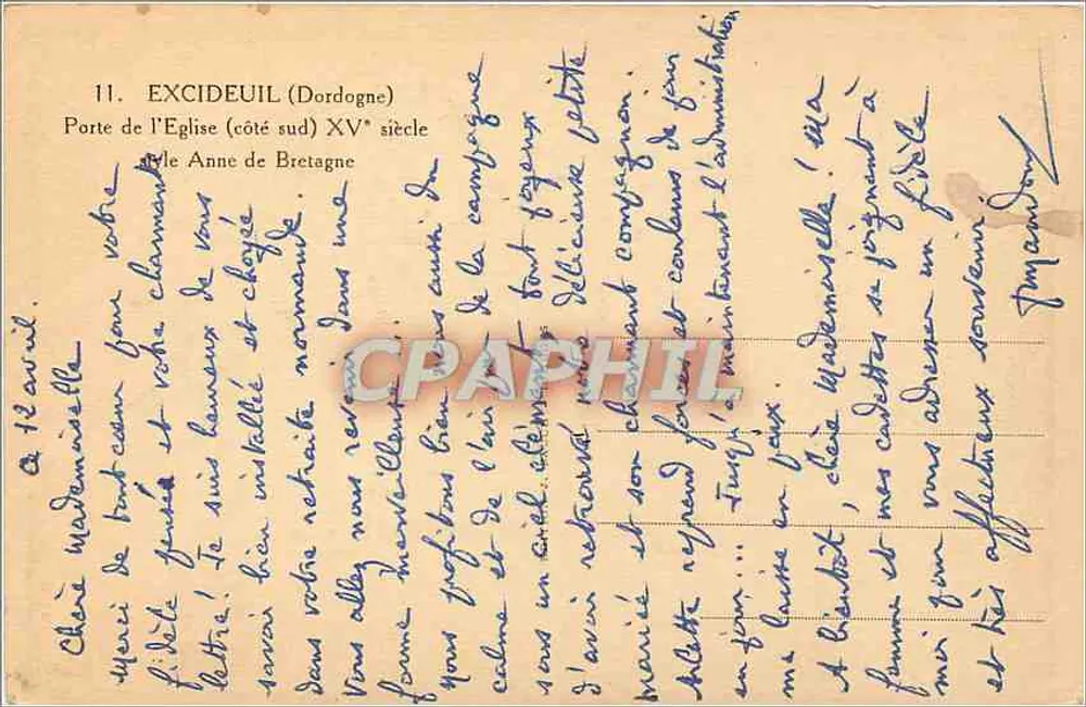 Excideuil (Dordogne) — Porte de l'église (côté sud) du XVᵉ siècle — MyL - Verso