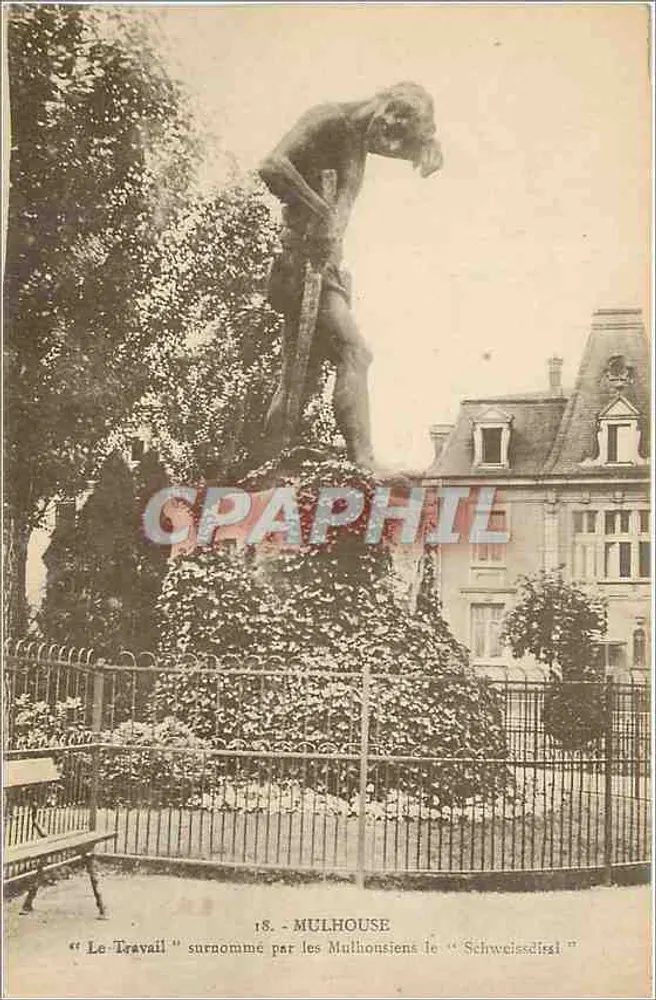 Mulhouse - Statue de 'Le Travail' surnommée 'Schweississi' - Recto