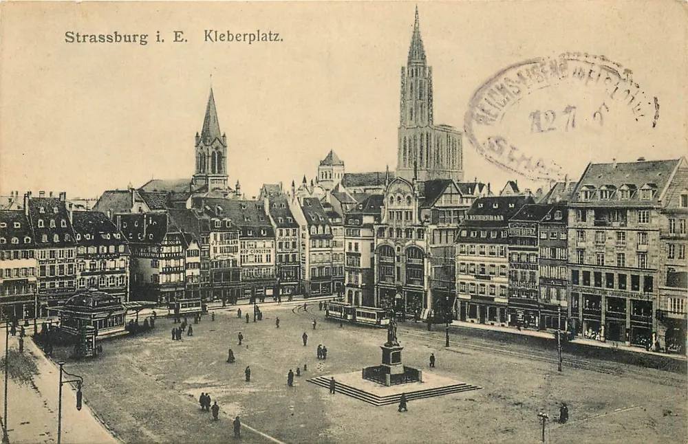 Estrasburgo i. E. Kleberplatz — vista do square com a catedral — editor Victor's Kamerling - Frente
