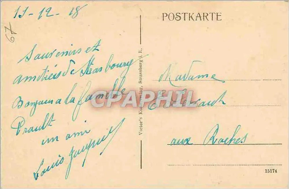 Strassburg i. E. — Partie in der Orangerie — Victor's Kulturbad L. L. - Verso