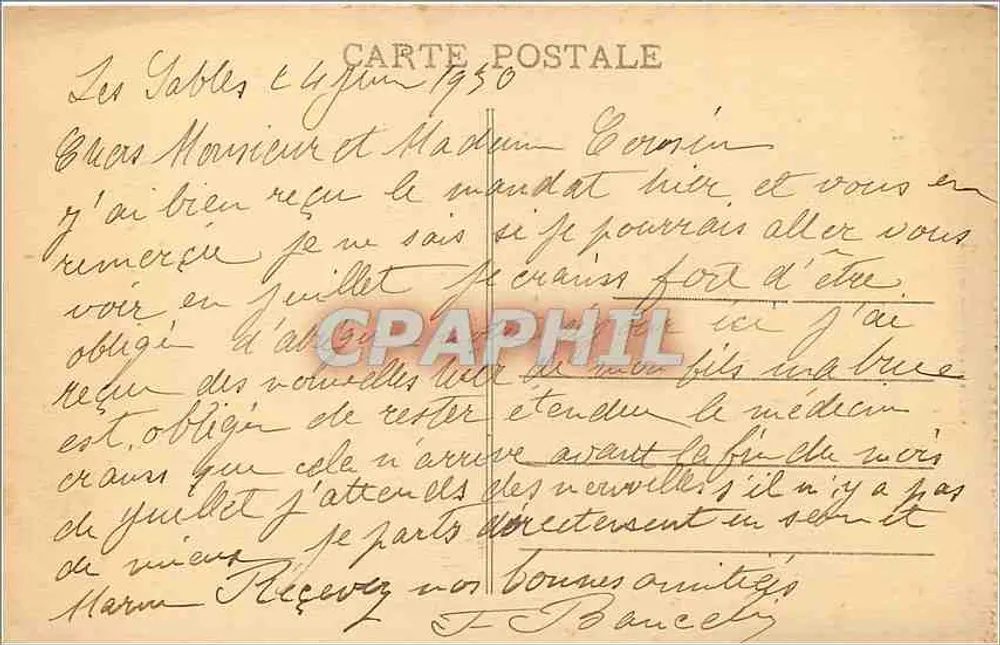 Les Sables d'Olonne — Vue panoramique de la Plage — Édition des Nouvelles Galeries, n° 100 bis - Verso