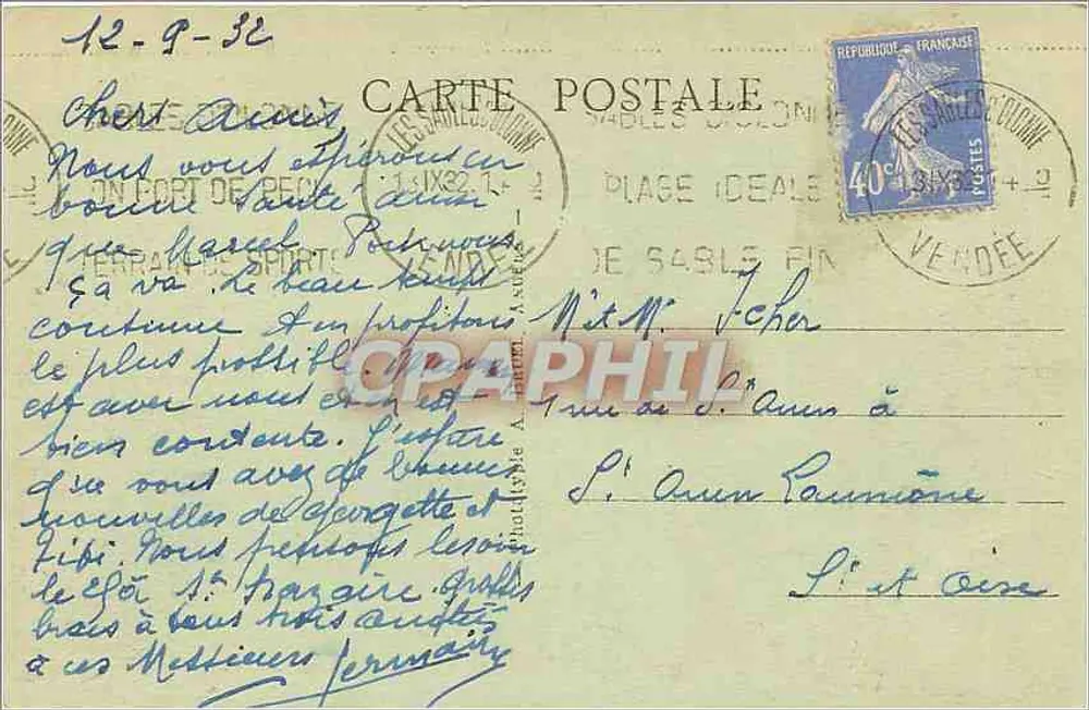 Les Sables-d'Olonne (Vendée) - Un coin de la Plage — AB, n°54 - Verso