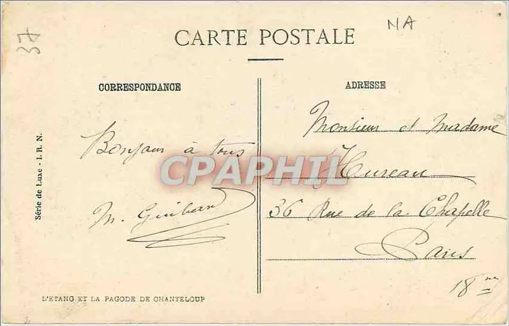 Floresta de Amboise — Torre do Lago — Editor L. R. N. n°33 - Verso