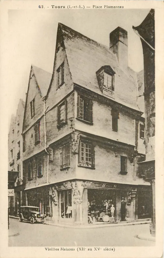 Tours (Loire-et-Cher) — Praça Plumereau — Velhas Casas (século XII ao XV) — Edição J. Maillechon, Tours - Frente