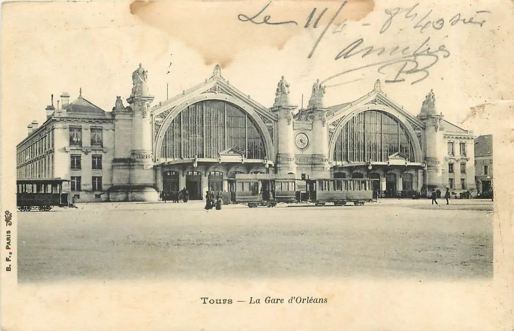 Tours — A Estação de Orléans — B. F. Paris - Frente