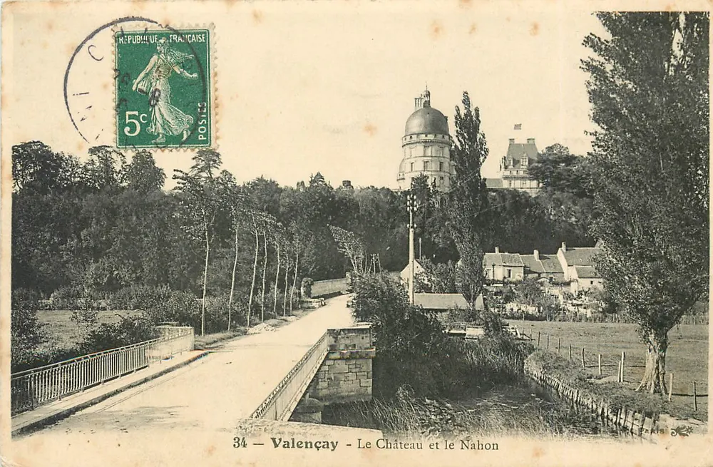 Valençay — Zamek i rzeka Nahon — Wydawca nieznany, numer seryjny 34 - Awers