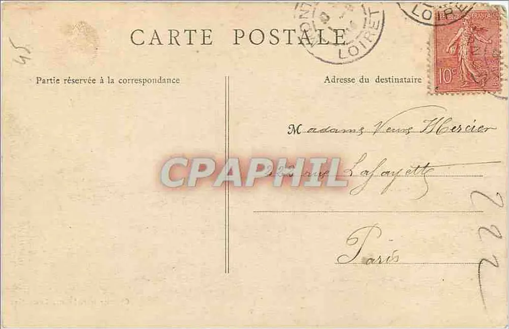 Montargis — Hotel de Ville — Chartrier, editor, Montargis - Verso