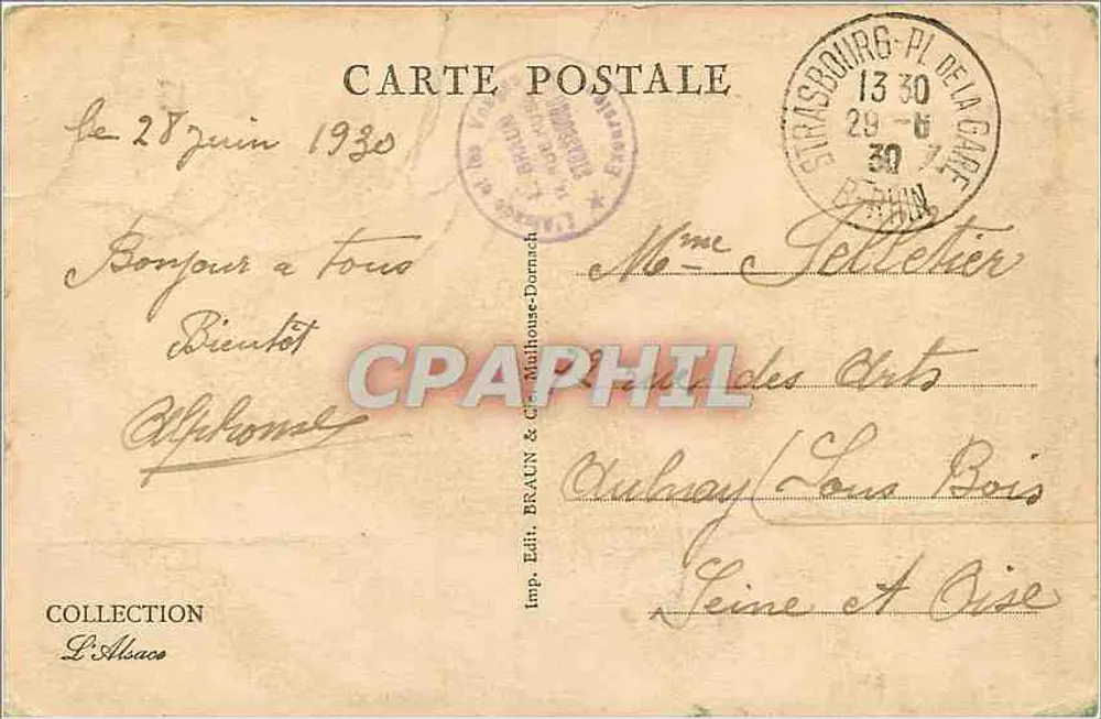 Estrasburgo — O Ponte de Kehl — editor Braun & Cie, n° 867 - Verso