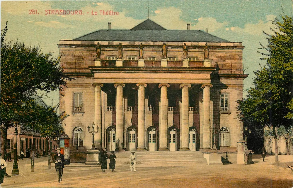 Strasbourg - O Teatro — Bilhete postal antigo n°261, editor Ch. Beiguet, Strasbourg - Frente