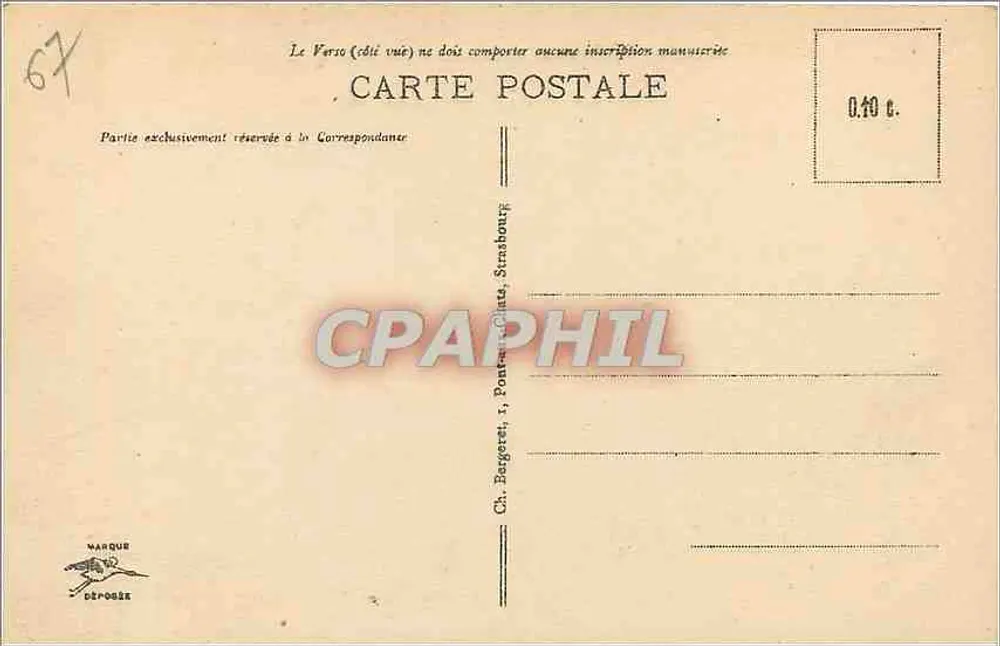 Strasbourg - O Teatro — Bilhete postal antigo n°261, editor Ch. Beiguet, Strasbourg - Verso