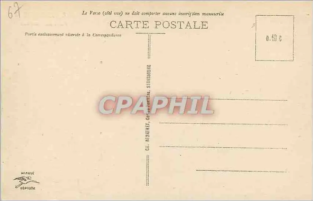 Estrasburgo - Ponte do Corvo — editor Ch. Bergeret, n° 412 - Verso