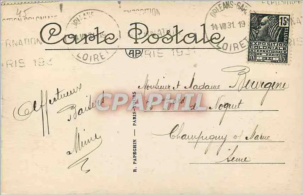 Dreux (Loiret) — Hotel das Correios e Telégrafos — A.P. General Post Office - Verso