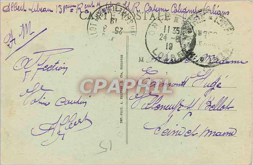 Orléans — Lembrança de Orléans — Edição II, Carta Postal - Verso