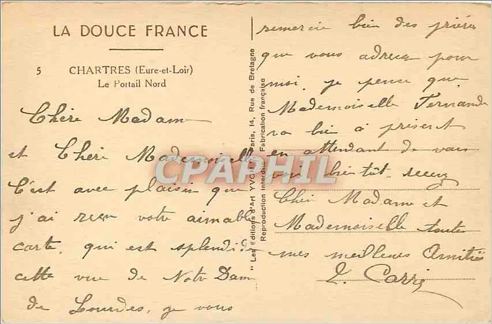 Chartres (Eure-et-Loir) — O Portal Norte — Éditions Art YVC - Verso