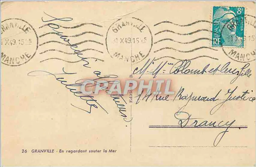 Granville — En regardant sauter la Mer — Édition B. Granville - Verso