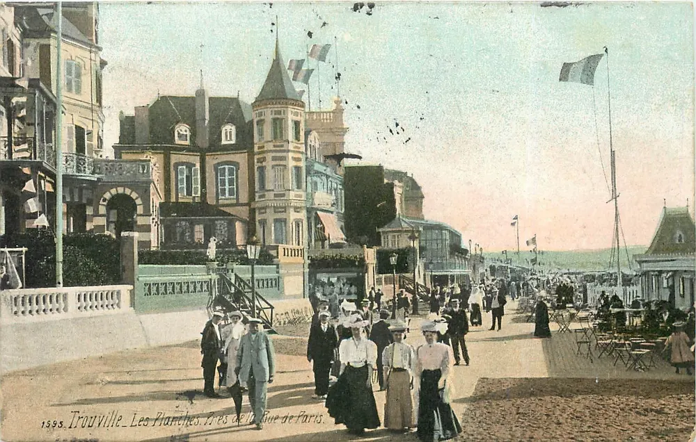 Trouville - Les Planches, perto da Rue de Paris — editor desconhecido, n° 1595 - Frente