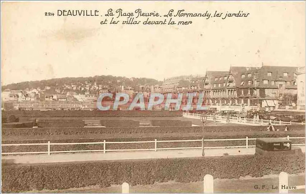 Deauville — A Praia Florida. O Normandy, os jardins e as villas diante do mar — G. F., Le Havre, n° 224 - Frente