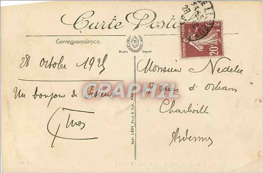 Lisieux — Escolas Jules-Ferry e Michelet — LL — Edição A. Marhin, Tabacs - Verso