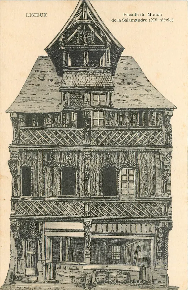 Lisieux — Fachada do Château da Salamandra (século XV) — Ed. O. Blanchet, Lisieux - Frente