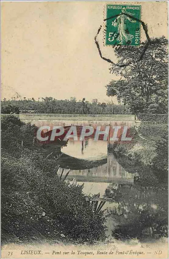 Lisieux — Pont sur la Touques, Route de Pont-l'Évêque — A.G. n°73 - Recto