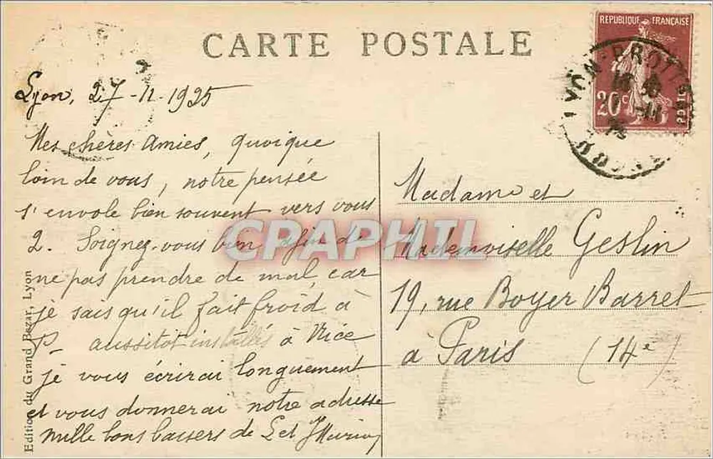 LYON — Basílica Nossa Senhora de Fourvière e o Arcebispo - Verso