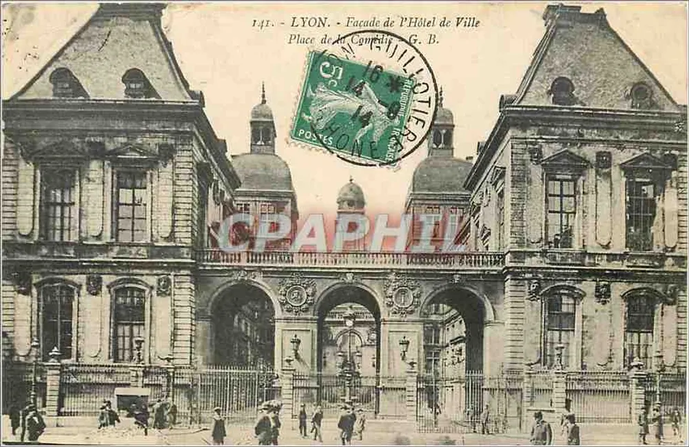 LYON - Fassade des Rathauses - Place de la Guillotière - G. B. - Vorderseite