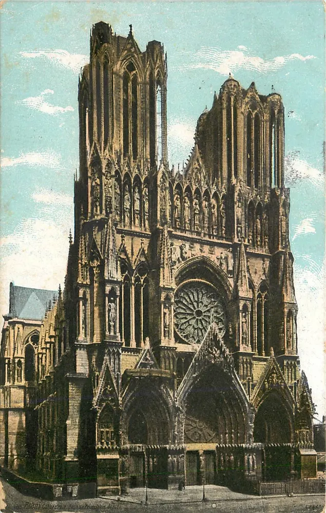 Katedra Najświętszej Trójcy w Reims — widok fasady — Punkty Calvados - Awers