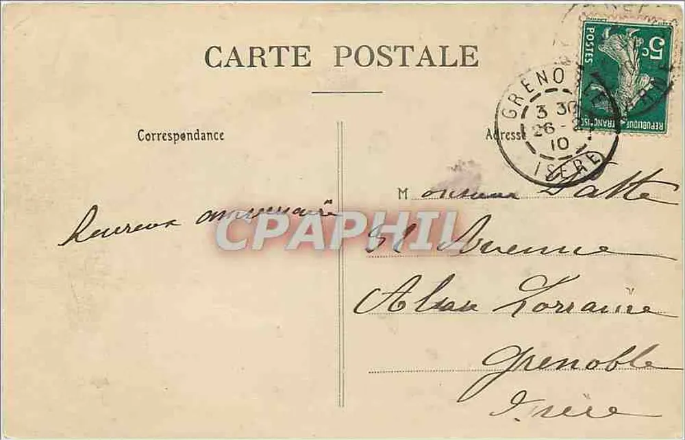 Reims — O Palácio de Justiça — Bilhete postal antigo n°65 - Verso