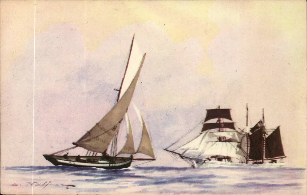 Matrose und Dreimaster-Schooner — Sammlung der Seefahrt- und Kolonialliga — Verlag AEC Paris - Vorderseite