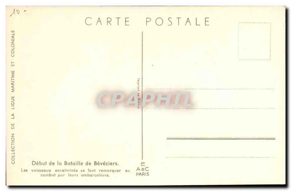 Anfang der Schlacht von Bévéziers — L. Hoffner — Ausgabe A&E C Paris - Rückseite
