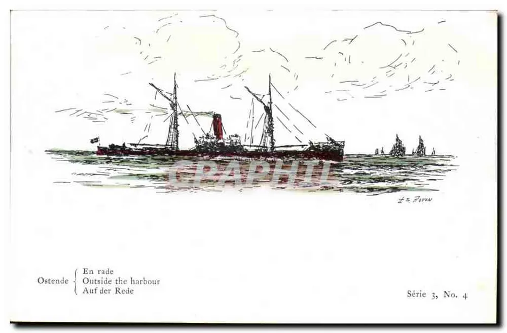 Ostend — Im Hafen — Les Peintres de la Mer, Serie 3, Nr. 4 - Vorderseite