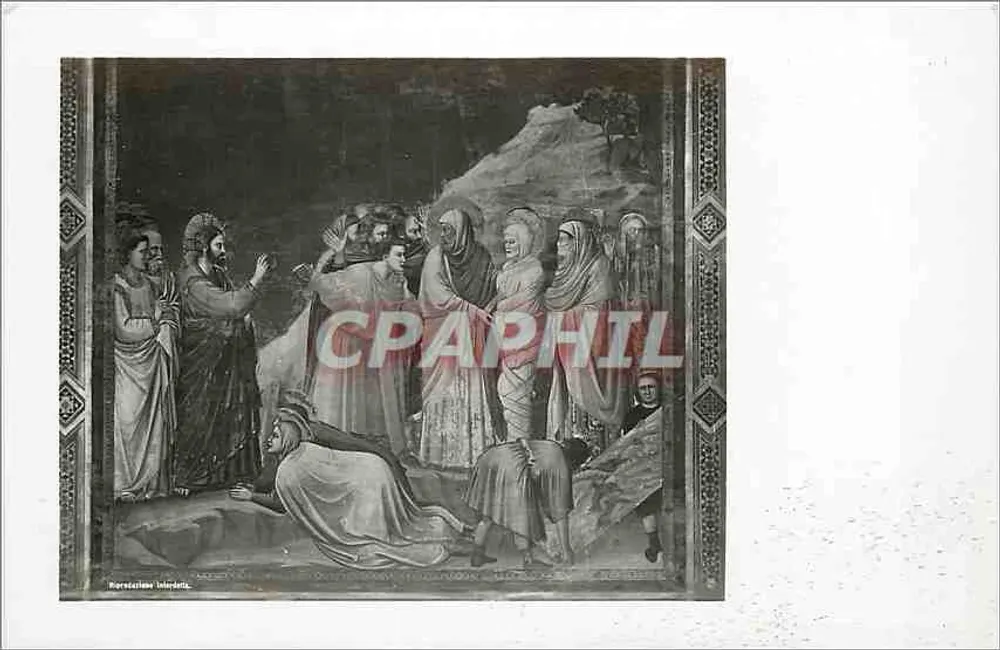 La Résurrection de Lazare — fresque de Giotto — éditée par F.lli Alinari à Florence - Recto