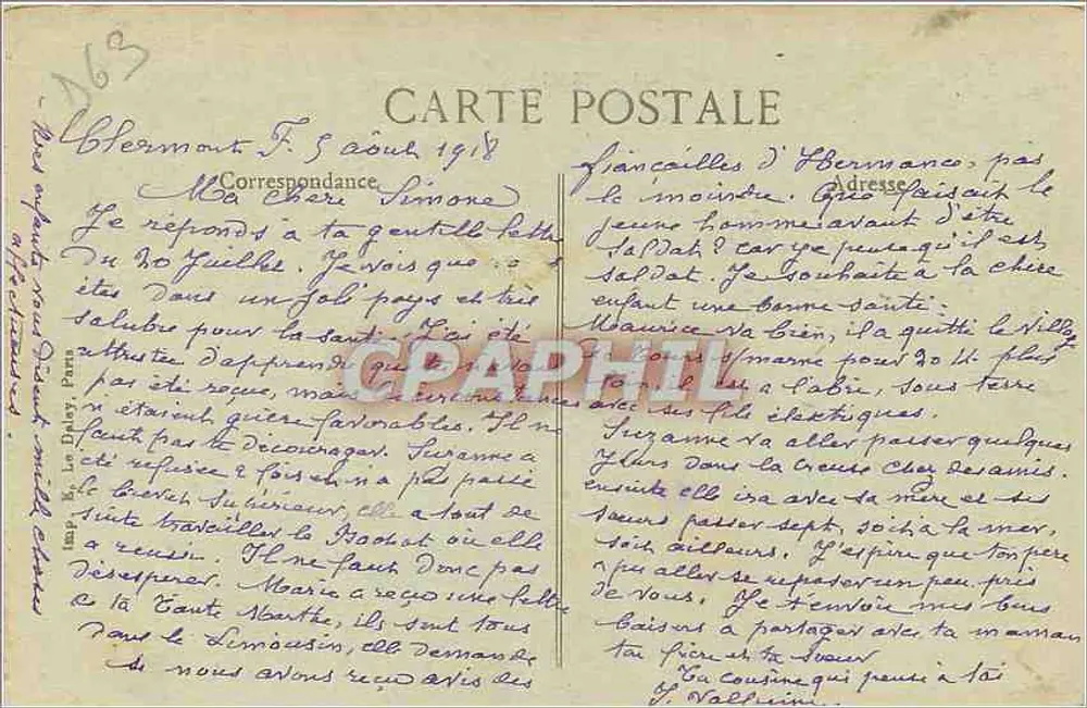 Clermont au XVIIIe siècle — L'Auvergne pittoresque, n°490 — éditeur non visible - Verso