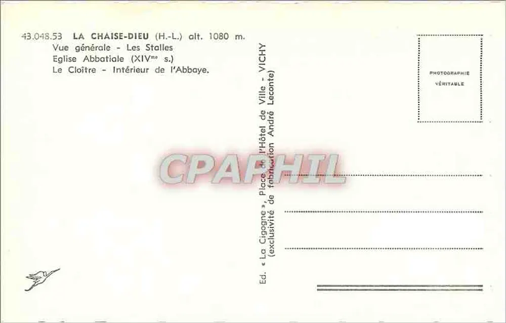 La Chaise-Dieu — Vista geral, igreja abacial, claustro, interior — Ed. Vichy - Verso