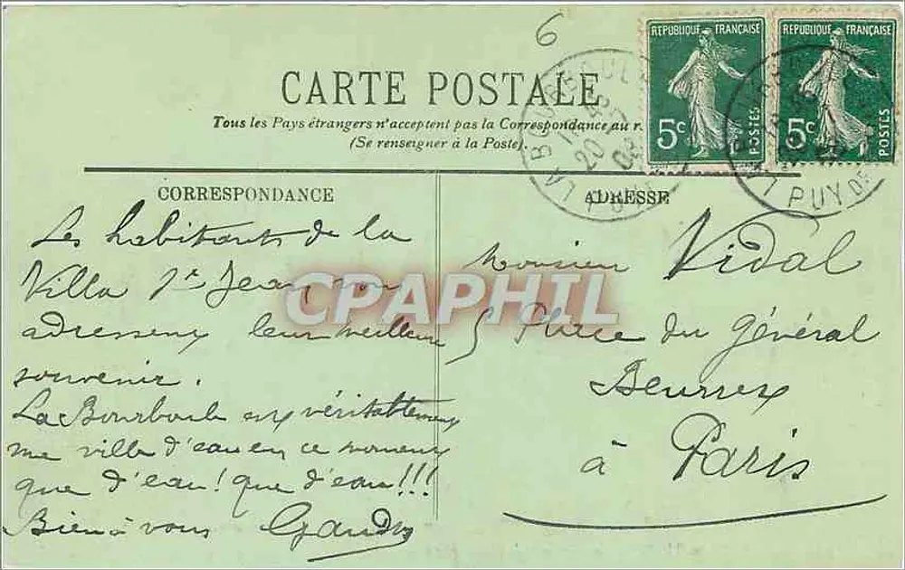 La Bourboule — El Casino y el Teleférico — LL. - Reverso