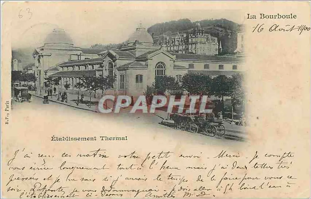 La Bourboule — Zakład Kurortowy — B.P., Paris - Awers