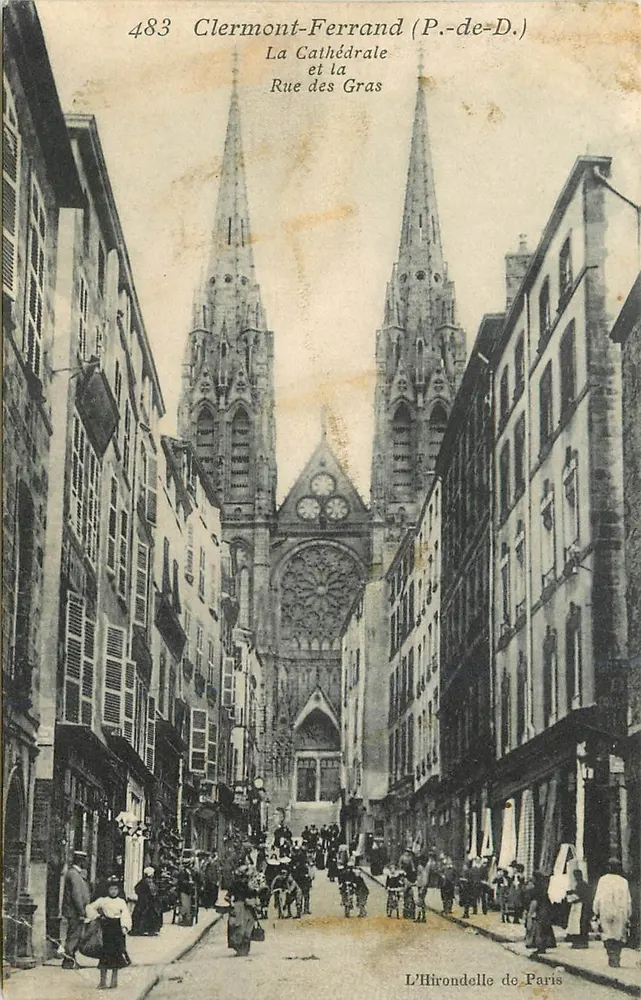 Clermont-Ferrand (P.-de-D.) — Die Kathedrale und Rue des Gras — L'Hirondelle de Paris, n°483 - Vorderseite