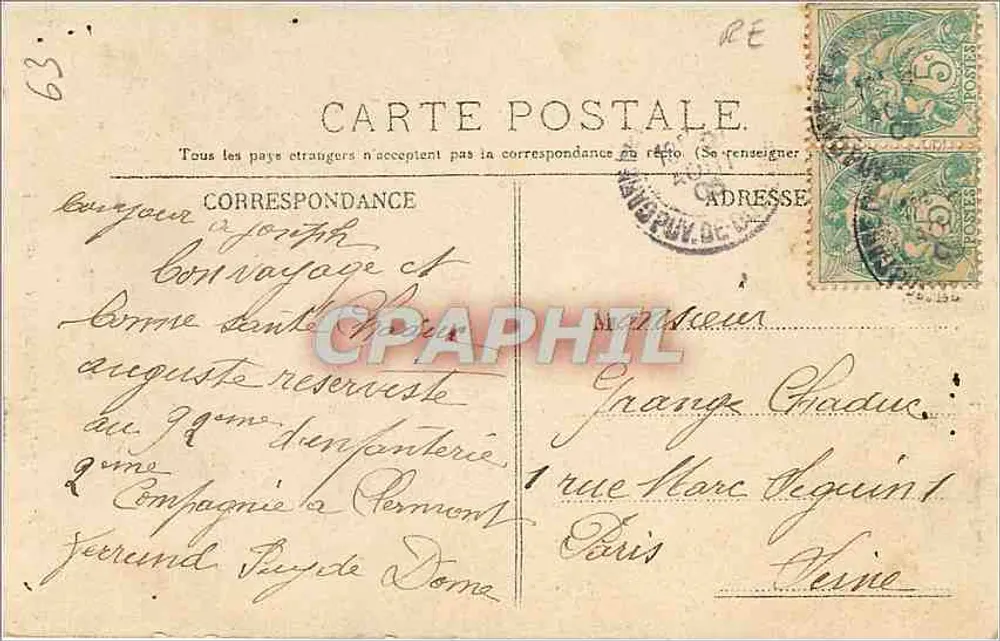 Clermont-Ferrand (P.-de-D.) — Die Kathedrale und Rue des Gras — L'Hirondelle de Paris, n°483 - Rückseite