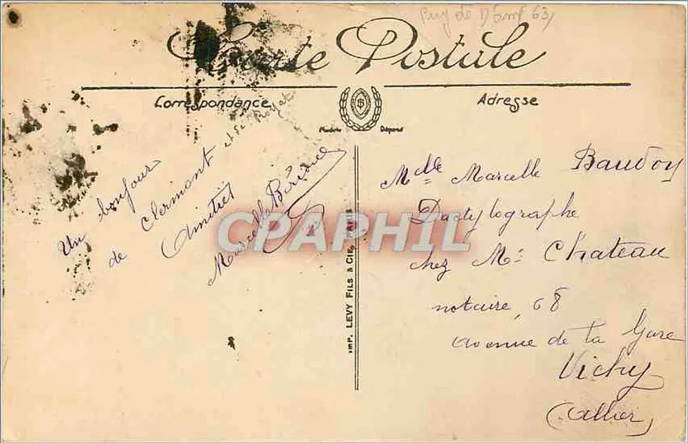Clermont-Ferrand — Estátua de Vercingétorix — Por Bartholdi — G.J. - Verso