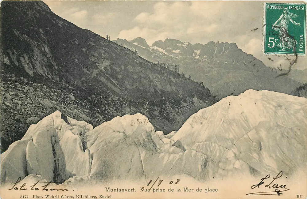 Montanvert — Vue prise de la Mer de glace — Phot. Wehrli frères, Kilchberg, Zurich - Recto