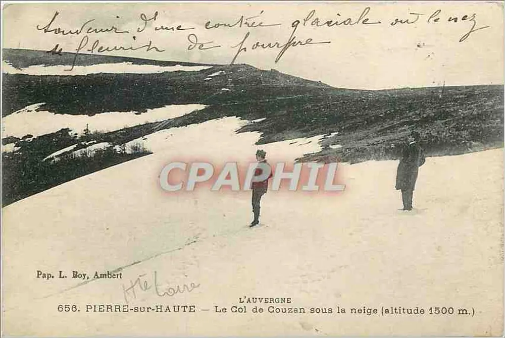 Pierre-sur-Haute — Der Col de Couzan unter Schnee (Höhe 1500 m.) — Pap. L. Boy, Ambert - Vorderseite