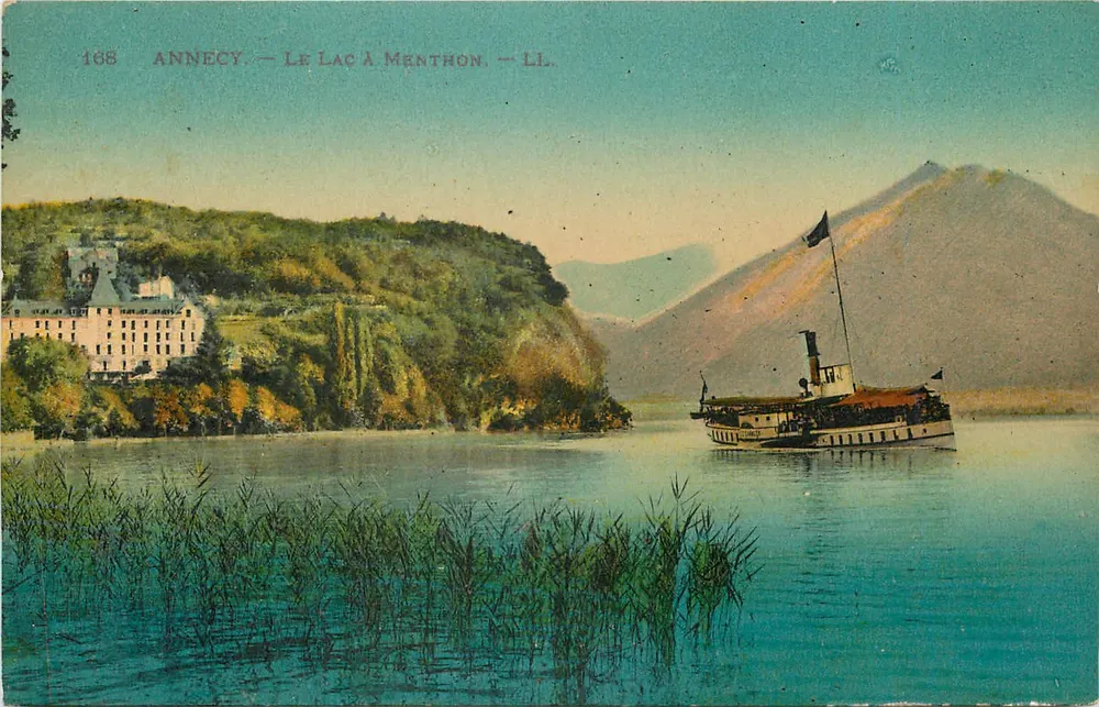 Annecy — O Lago em Menthon — LI. — Editor Lévy e Neurdein, n° 168 - Frente