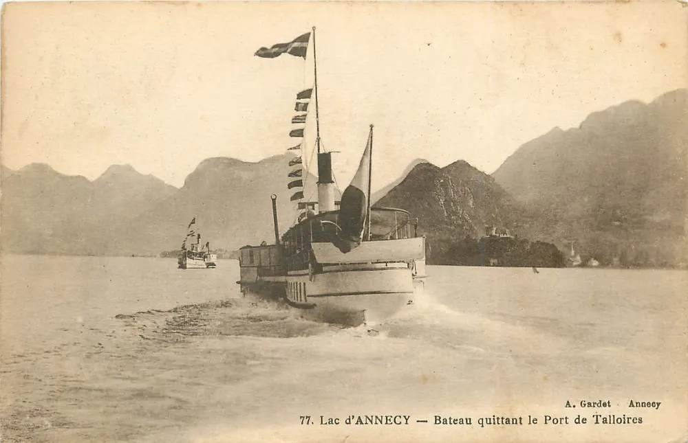 See ANNECY — Boot, der den Hafen von Talloires verlässt — A. Gardet Annecy - Vorderseite