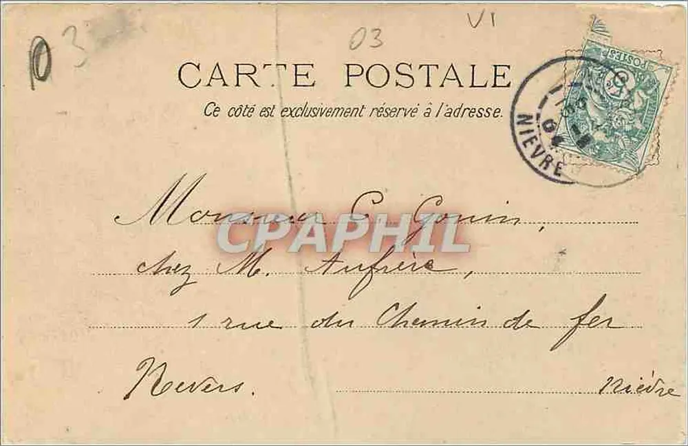 Moulin - Cours Choisy — vista de avenida arborizada — M. F. Chalon 5-Sar - Verso