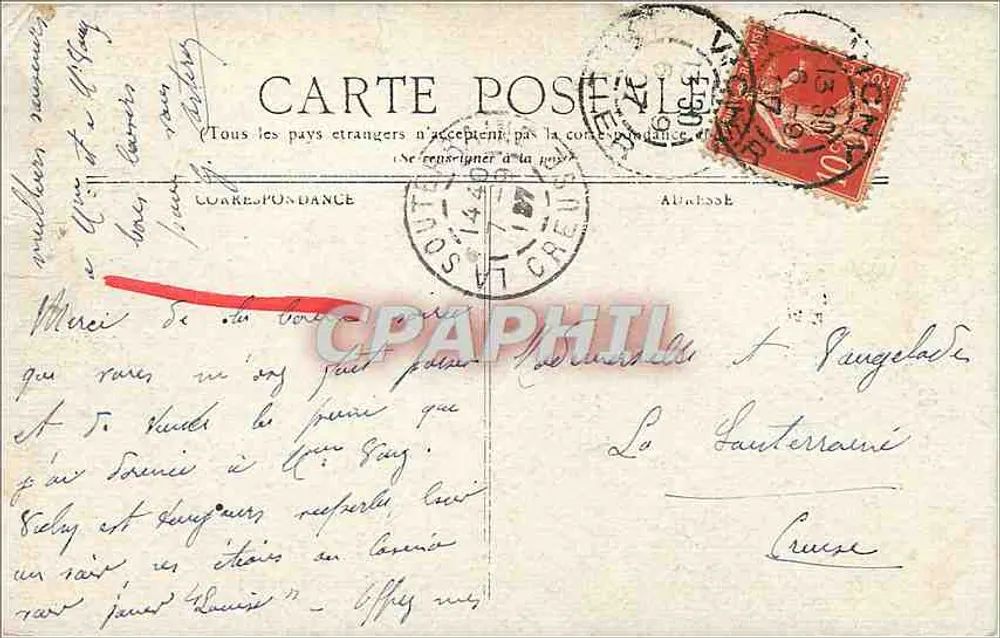 Vichy — rue Porte France et vieille tour - Verso