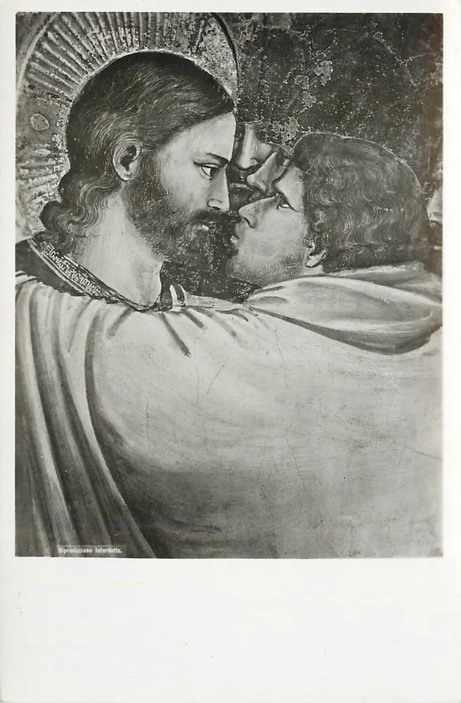 Padoue - Cappella degli Scrovegni - Les têtes de Jésus et Judas (dét. de l'Arrestation de Jésus) — Giotto - Recto