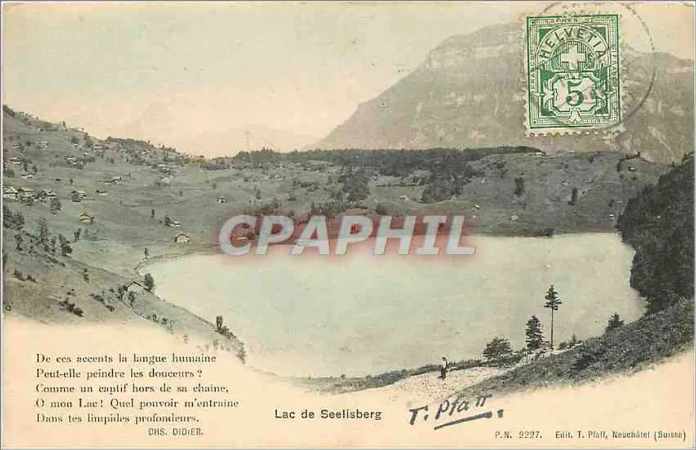 Lago de Seelisberg — vista panorâmica — T. Pfaff, Neuchâtel (Suíça), n° 2227 - Frente